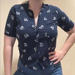 Navy blue old fashioned telephone crop top size M